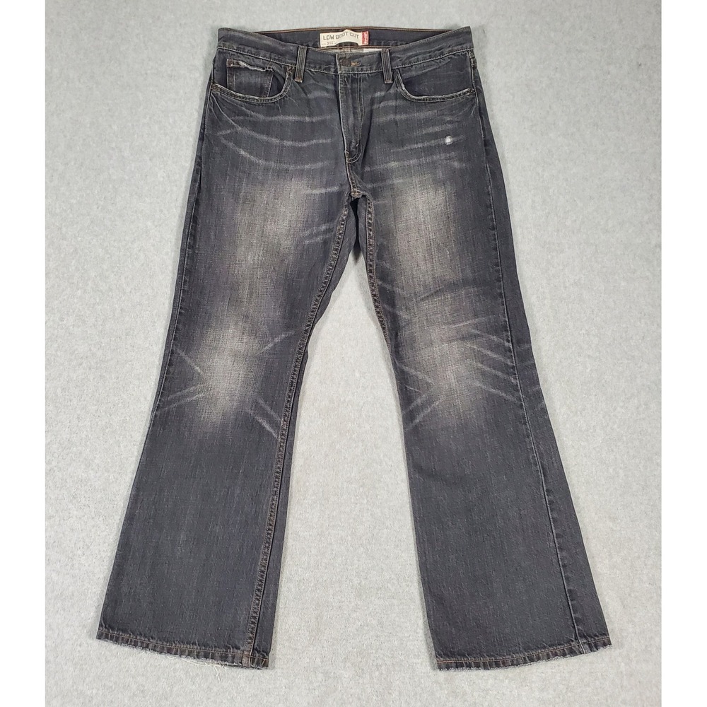 Vintage Levis 527 Low Boot Cut Jeans Mens 34x30 Faded Black Denim Pants Y2K